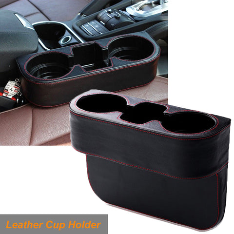 Car Seat Seam Wedge Storage Organizer Cup Holder Bottle Drink Phone Mount Stand Black Plastic, Universal Fit