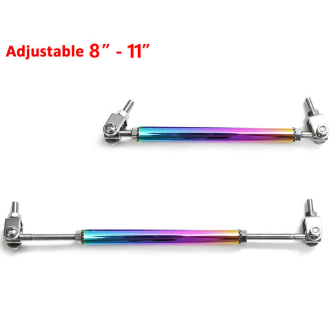 NEO Aluminum Chrome Front Bumper Lip Splitter Diffuser Spoiler Strut Rod Tie Support Bar Universal (Adjustable 8''-11'')