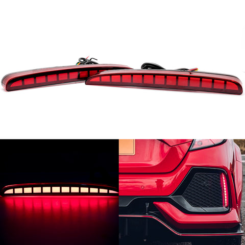 Rear Bumper Reflector LED Brake Fog Light for Honda Civic Hatchback SI,Type R 2016-2019
