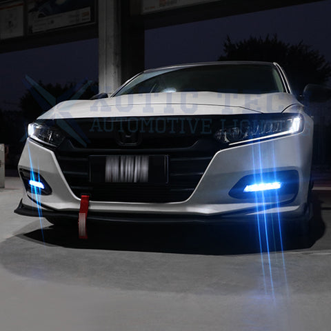 for Honda Accord 2018 2019 LED Fog Light Kit Assembly, Front Bumper LED Fog Light Bezel Cover with White Ice Blue Amber LED DRL Fog Lamp Turn Signal Light