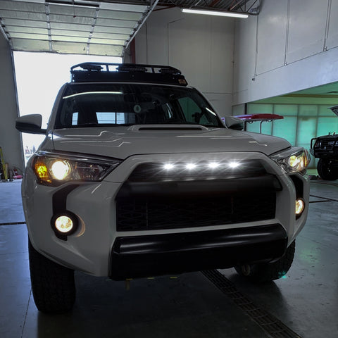 4pcs White LED Front Grille Lighting Assemblies Kit for 2014-2019 Toyota 4Runner TRD Pro Grille SR5 TRD off-road Limited TRO Pro - Smoked Lens
