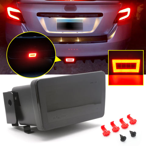 Xotic Tech Smoked Lens 3-in-1 Full LED Rear Fog Light Kit Compatible with Subaru Impreza WRX/STI or Crosstrek, Function as Tail/Brake Lamp, Backup Reverse Light (Includes Wire Harness & Mounting Bracket