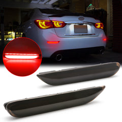 3D Optic Smoked Lens Rear Bumper Reflector Brake Tail Lights w/Sequential Turn Signal Lamps, Strobe Brake Lighting Kit For Infiniti Q50 QX56 QX60 QX80 Nissan Pathfinder Rogue, etc