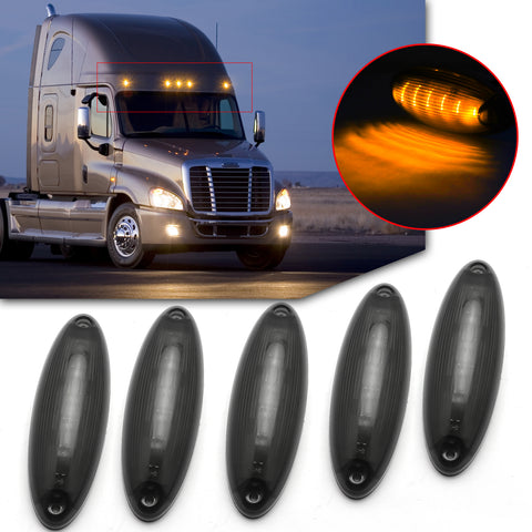 Smoked Lens Amber LED Raised Roof Clearance Marker Lights For Freightliner Cascadia 2008 2009 2010 2011 2012 2013 2014 2015 2016 2017 2018 2019 2020