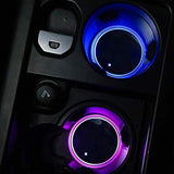 2pcs LED Car Cup Holder Lights 7 Colors Solar Changing USB Charging Mat Luminescent Cup Pad,Auto Interior Atmosphere Lights Lamp