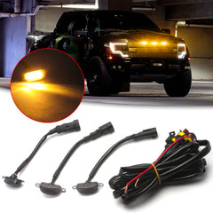LED Grill Light Compatible With Ford F-150 F150 Raptor 2010-2014, 2017-up Amber Lens LED Grille Running Lights Driving Lamp (Powered by 12 Pieces of SMD LED Lights)