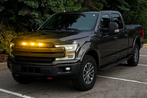 Smoked Lens Amber LED Grille Running Lights Compatible With Ford Raptor 10-14 & 17-up (Powered by 12 Pieces of SMD LED Lights)