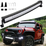 32" 180W 60-LED 6000K White Curved 60-LED Off-Road Bar Wire Work Light Lamp