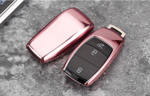 Blue \ Black \ Gold \ Red \ Silver \ Rose Gold Chrome Finish TPU Key Fob Protective Cover Case For Mercedes-Benz 2017 2018 E-Class Sedan E300 E400 E43 AMG etc