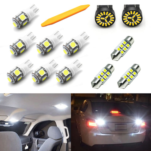 12x White LED Interior Light Package Back Up License Kit For Acura TSX 2009-2014