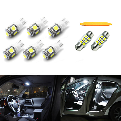 8x Ultra Bright 6000K White LED Trunk Map Dome Lincese Plate Lights Side Mirror Light Bulbs Kit Compatible with Toyota FJ Cruiser 2007-2014