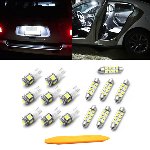 15pcs White LED Interior Map Dome Door Lights + License Plate Light Bulbs Compatible with Chevrolet Tahoe Suburban 1500 2500 or GMC Yukon 2000-2006