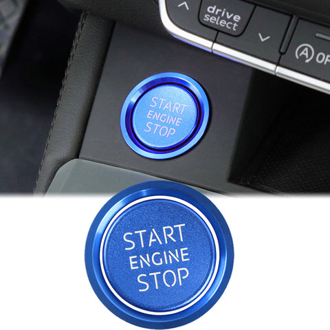 Blue/ Red Start Engine Stop Push Button Cover + Ring Fit Audi A4 A5 Q5 - S Line Style Start Stop Button Decor