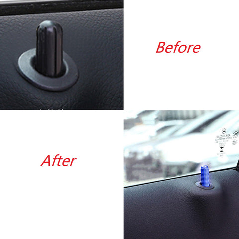 Blue/ Red Metal Screw On Door Lock Knob Pin Cap for Mercedes Benz CLA GLA 2014-2018