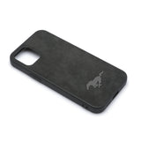 Ultra Slim and Light Sports Style Mustang Logo Alcantara Leather Matte Black Compatible with Apple iPhone 12 Mini Case Cover Protection