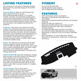 Center Console Dashboard Mat Pre-cut Non-Slip Sunshield Sun Glare Protector Dash Carpet Pad Black Cover Compatible with Ford F150 2015-2020