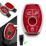 For Mercedes Benz Key Fob Cover, Key Fob Case for Mercedes Benz C E M S CLA CLS CLK GLC GLK G Class Soft TPU Full Cover Protection Smart Remote Keyless Entry Key Fob Shell, Red
