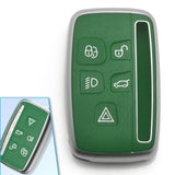 Key Fob Cover for Range Rover Evoque Velar Discovery Sport Land Rover LR2 LR4 Freelander,Jaguar XF XJ XE F-PACE F-TYPE 5 Buttons,Soft TPU Protective Key Shell Case Smart Remote Entry,Green