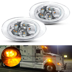 Clear Lens Full LED Front Cab Side Marker Turn Signal Light Assemblies For Freightliner Cascadia 2008-2017 Semi-Truck