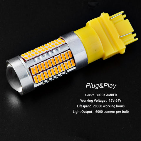 3157 White/Amber/Red Projector Lens 106-SMD LED Bulbs for Turn Signal Parking Corner Lights