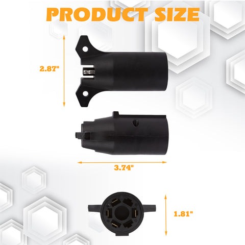 1pc 7-Way RV Blade Round to 4-Way Flat Conversion Trailer Wiring Adapter Compatible With Truck Trailer Boat Light Connector