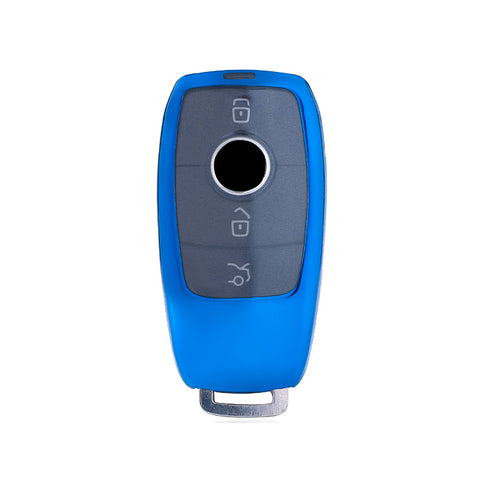Blue Soft TPU Full Protect Smart w/Button Key Fob Cover For Mercedes-Benz C E S