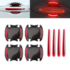 8pcs 3D Carbon Fiber Pattern Night Reflective Safety Warning Door Handle Protective Paint Guard Sticker Anti-Scratch Anti-Collision Decal Compatible with Most Cars Trucks SUV