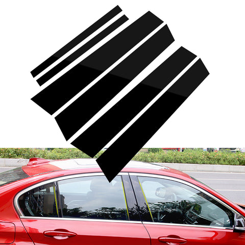 Door Window Trim Pillar Post Blackout Overlay Pre-cut Genuine Vinyl KK Decal Sticker Cover Wrap Protection For BMW 3-Series E90 320i 325i 328i 330i 335i 2005-2012 - Gloss Black