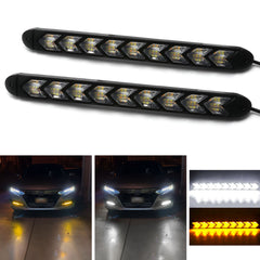 Switchback Flowing Strip Arrow Turn Signal Driving Fog Light Universal fit Most Cars, Trucks and SUVs, 9 SMD White & Amber