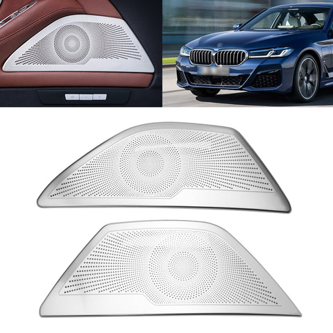 Silver Stainless Door Stereo Speaker Frame Trim For BMW 5-Series F10 2010-2017