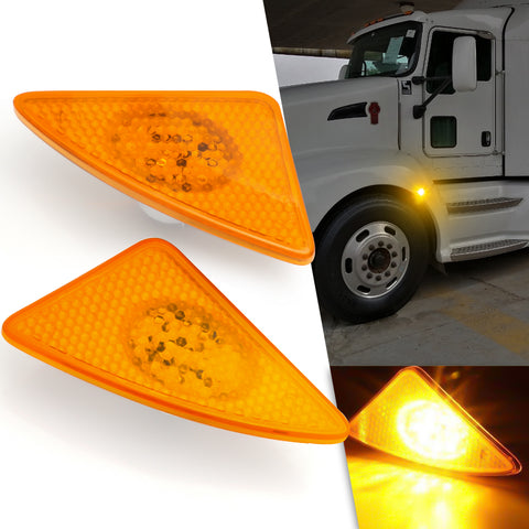 LED Amber Front Cab Flare Side Marker Turn Signal Corner Light Lamp for Kenworth T660 T600 T170 T270 T370 Semi-Trucks