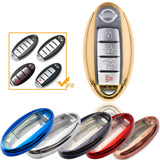 Black \ Silver \ Blue \ Red \ Gold\ Rose Pink Soft TPU + Hard ABS Remote Smart Key Fob Shell Cover For Nissan 3 4 5 Buttons