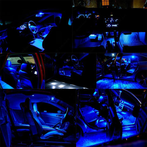 2013-2015 Chevy Malibu 7x Light Bulbs SMD Interior LED Lights Package Kit White\ Blue