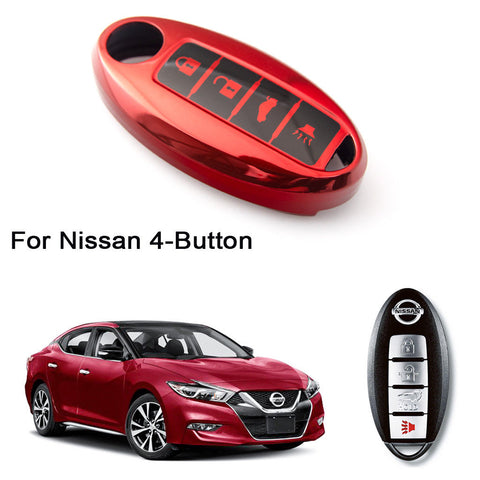 Blue/ Red/ Silver TPU Remote Key Fob Cover Case Protection for Nissan 4-Button Smart Key