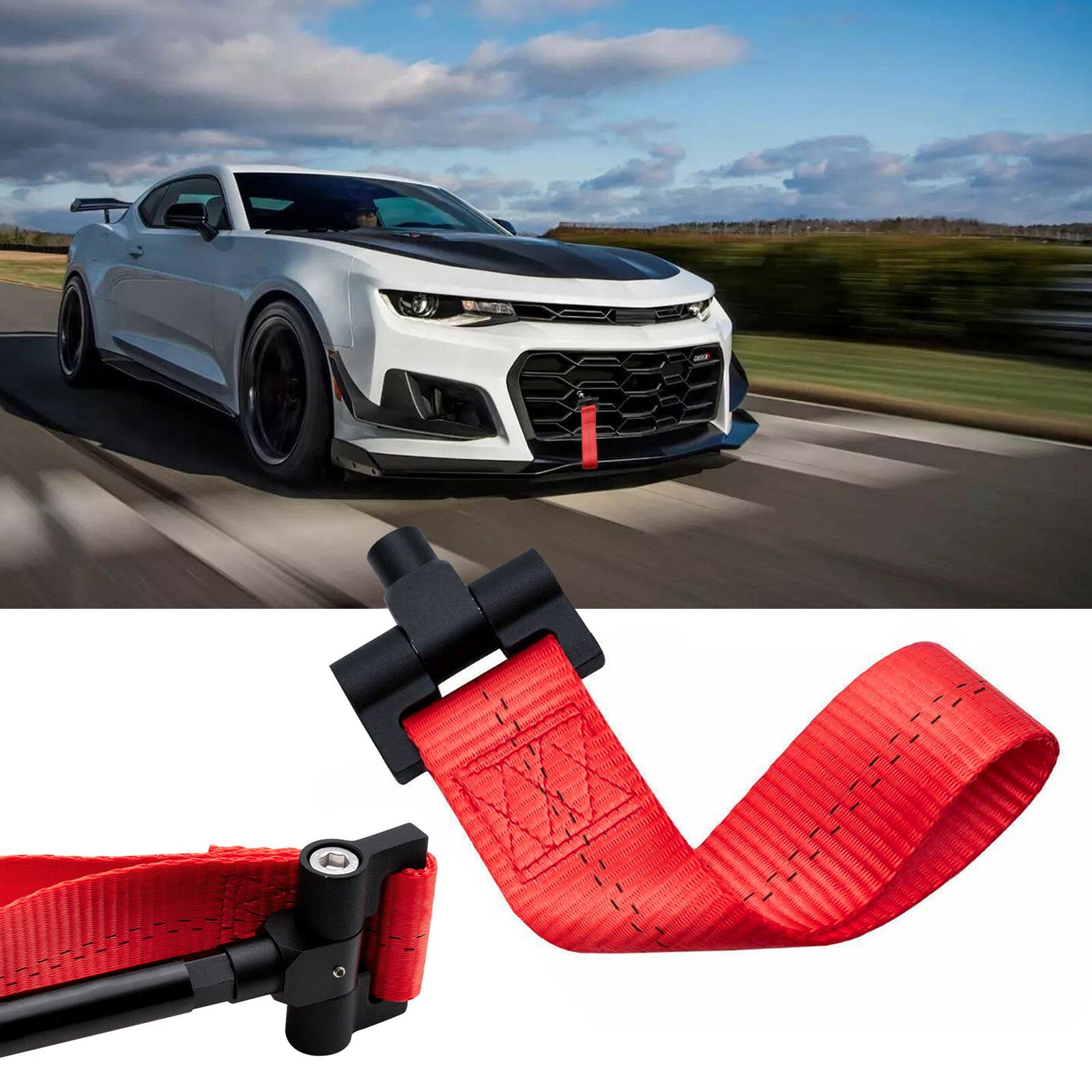 Red / Blue / Black JDM Style Towing Strap Tow Hole Adapter for