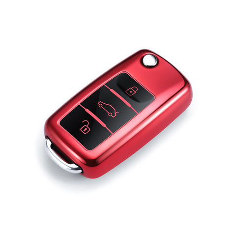 Blue/ Red/ Silver TPU Keyless Smart Key Fob Cover Full Protection Case for Volkswagen 3-button Key