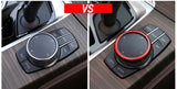 JDM Metal Aluminum Center Console iDrive Multimedia Controller Knob Decor Ring Cover for BMW Red/ Blue