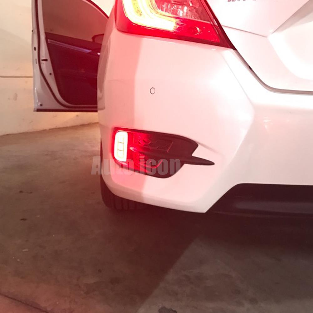 AUXITO LED Rear Bumper Reflectors With Strobe Flash For 2013-2015 Honda Civic Sedan