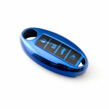 Blue Full Protection Smart Key Fob Cover Case w/Keychain TPU For Infiniti G37 4-Button