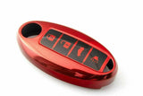 Red Full Protection Smart Key Fob Cover Case w/Keychain TPU For Infiniti G37 4-Button