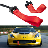 Red JDM Style Towing Strap w/Tow Hole Adapter For Chevy Corvette 2014-2019