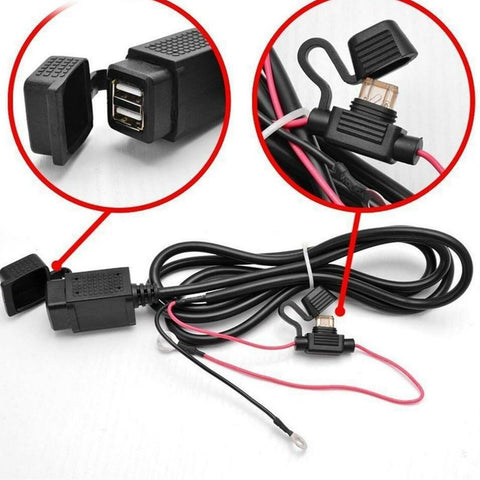 Waterproof 12V SAE to USB Phone Charger Cable Adapter Inline Fuse For Motorcycle