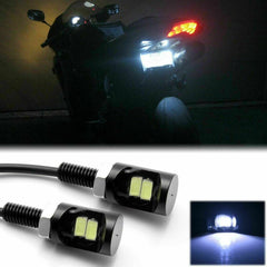 White 5730 2-SMD Bolt-On LED License Plate Screw Rear Light Bulbs for Motorcycle