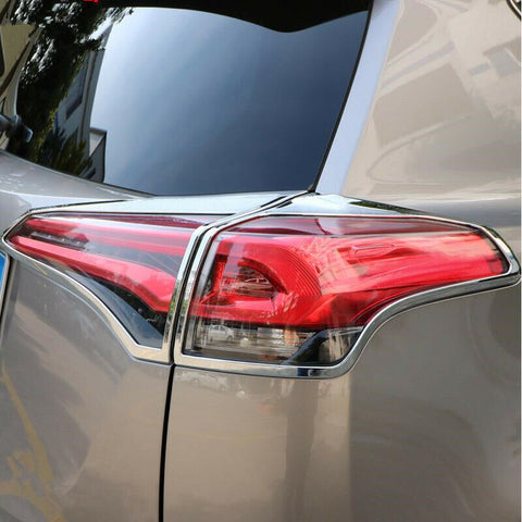 Chrome Gas Tank Cap Rear Trunk Lid Taillight Cover Trim For Toyota RAV4 2016-18