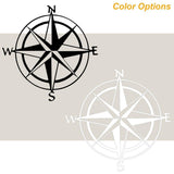 Car Decoration, 6" Nautical Compass Sticker Decal for Car Trunk Hood Door Window, Black/ White